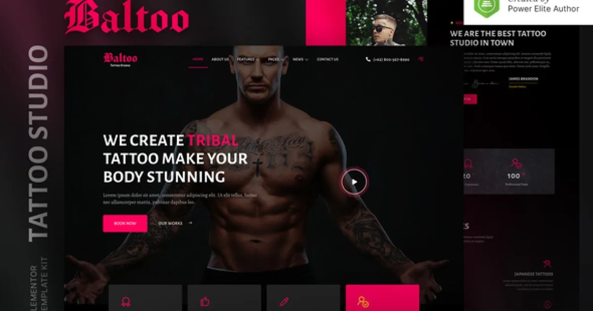 Baltoo – Tattoo Studio and Artist Elementor Template Kit