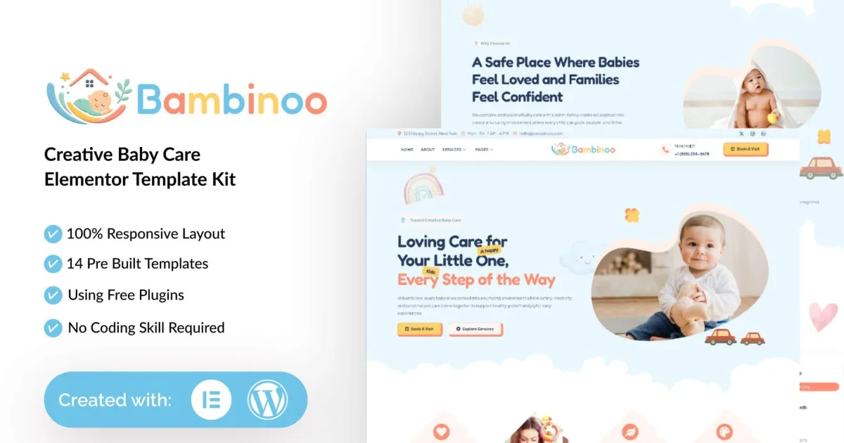 Bambinoo – Creative Baby Care Elementor Template Kit