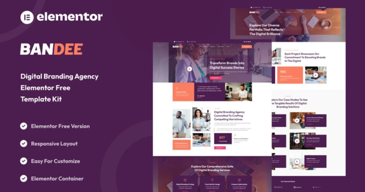 Bandee – Digital Branding Agency Elementor Template Kit - Official Release Preview