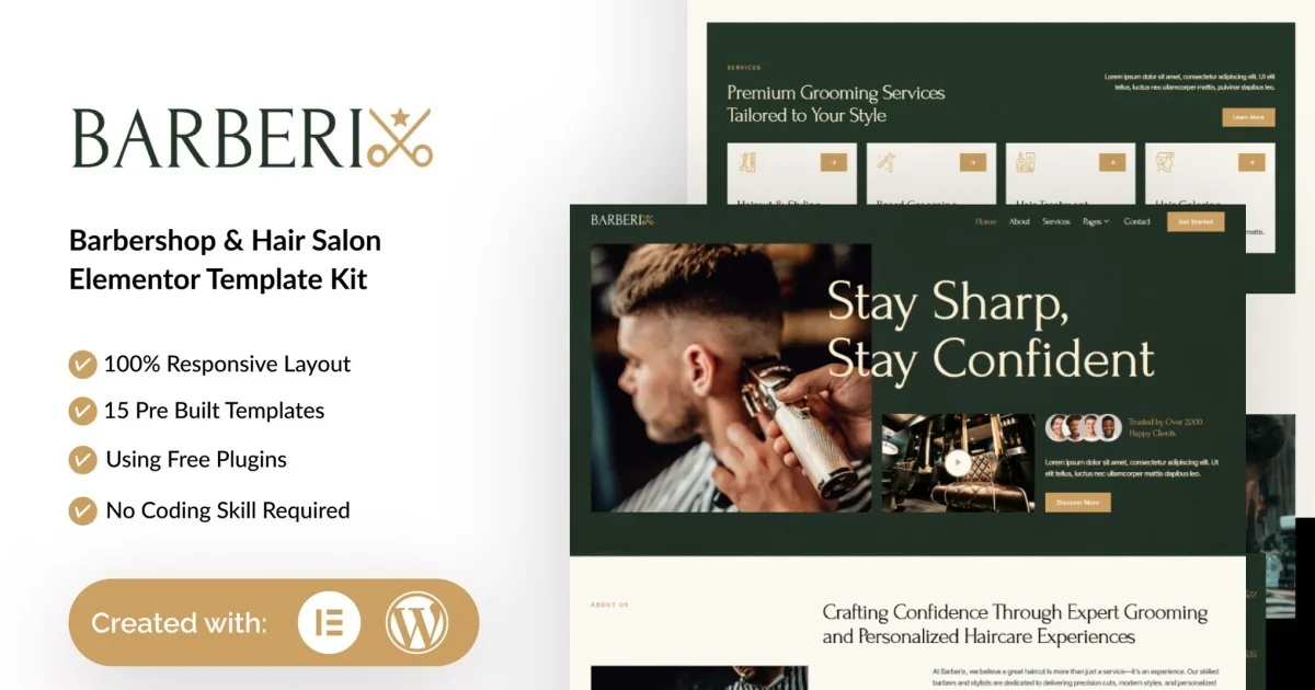 Barberix – Barbershop & Hair Salon Elementor Template Kit