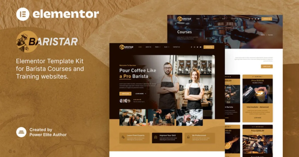 Baristar – Barista Courses & Training Elementor Template Kit