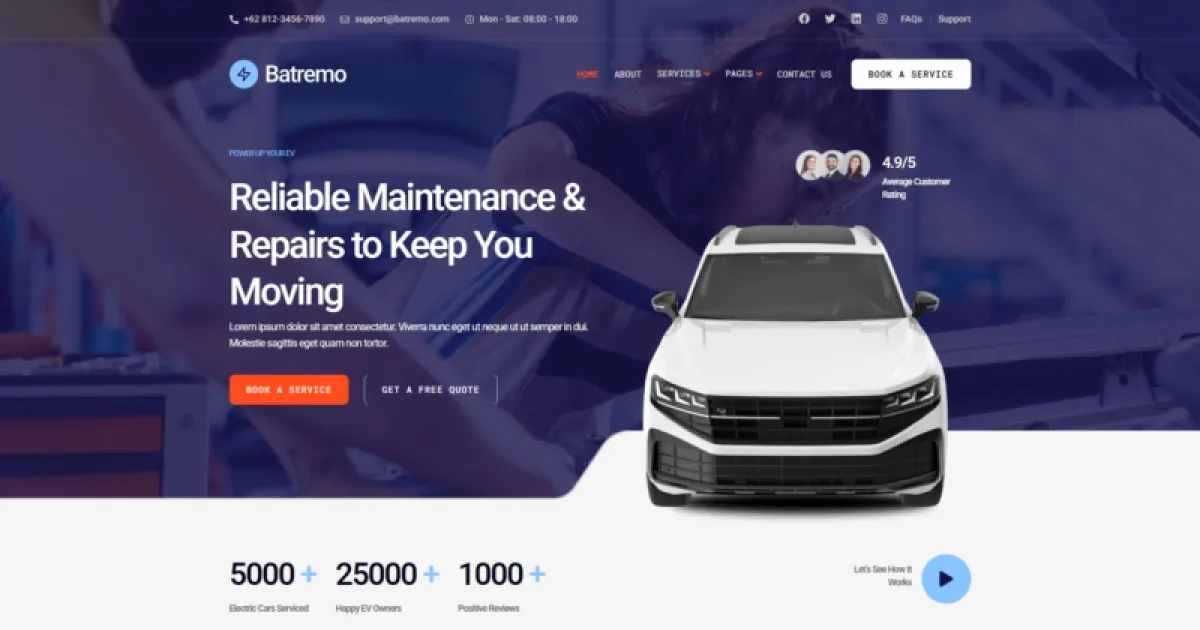 Batremo – Electric Car Service Elementor Template Kits