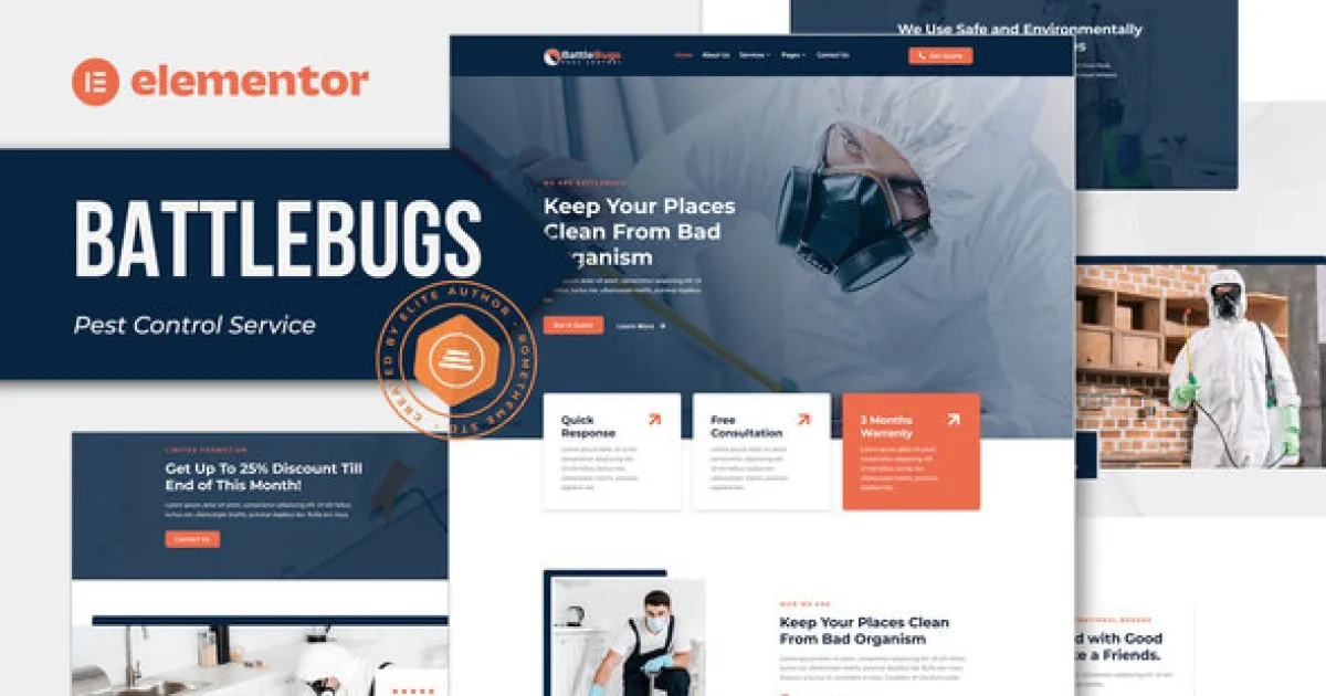 BattleBugs – Pest Control Service Elementor Template Kit