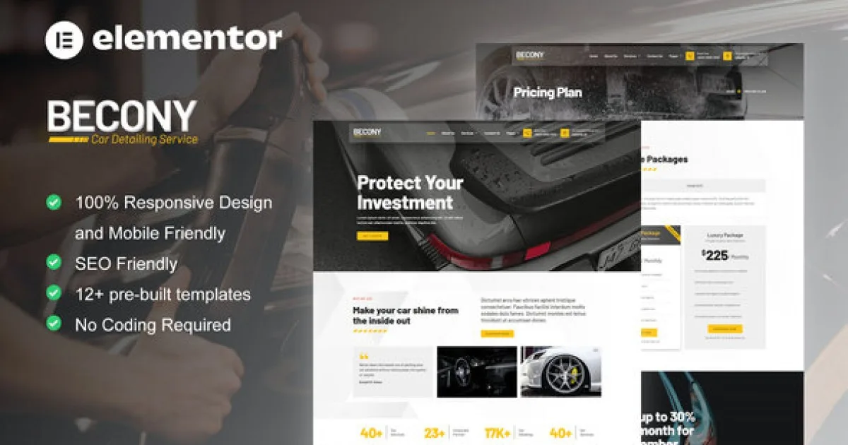 Becony – Car Detailing Services & Car Repair Elementor Template Kit