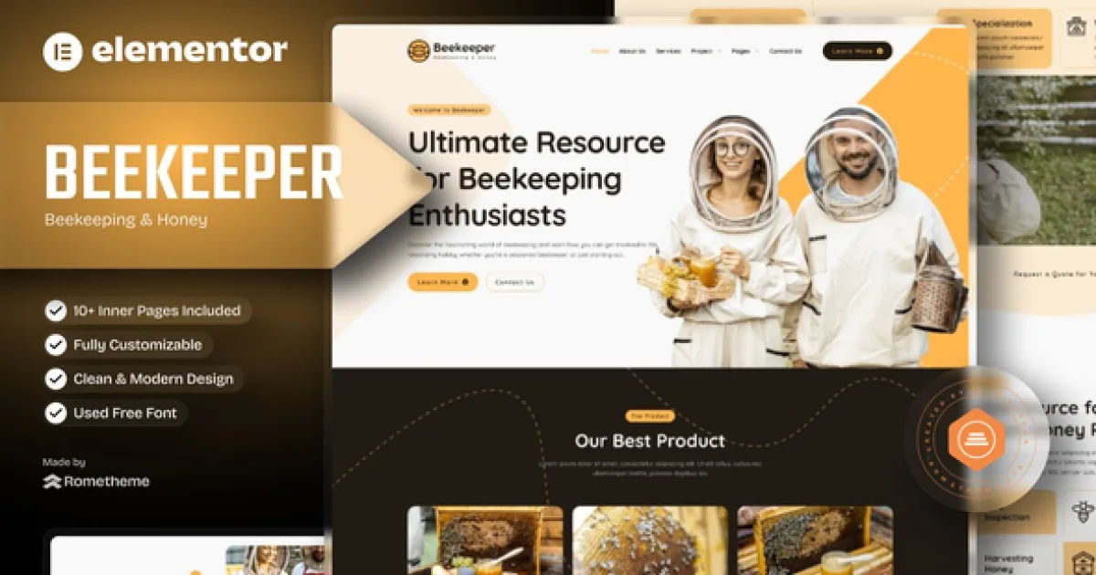 Beekeeper – Beekeeping & Honey Elementor Template Kit