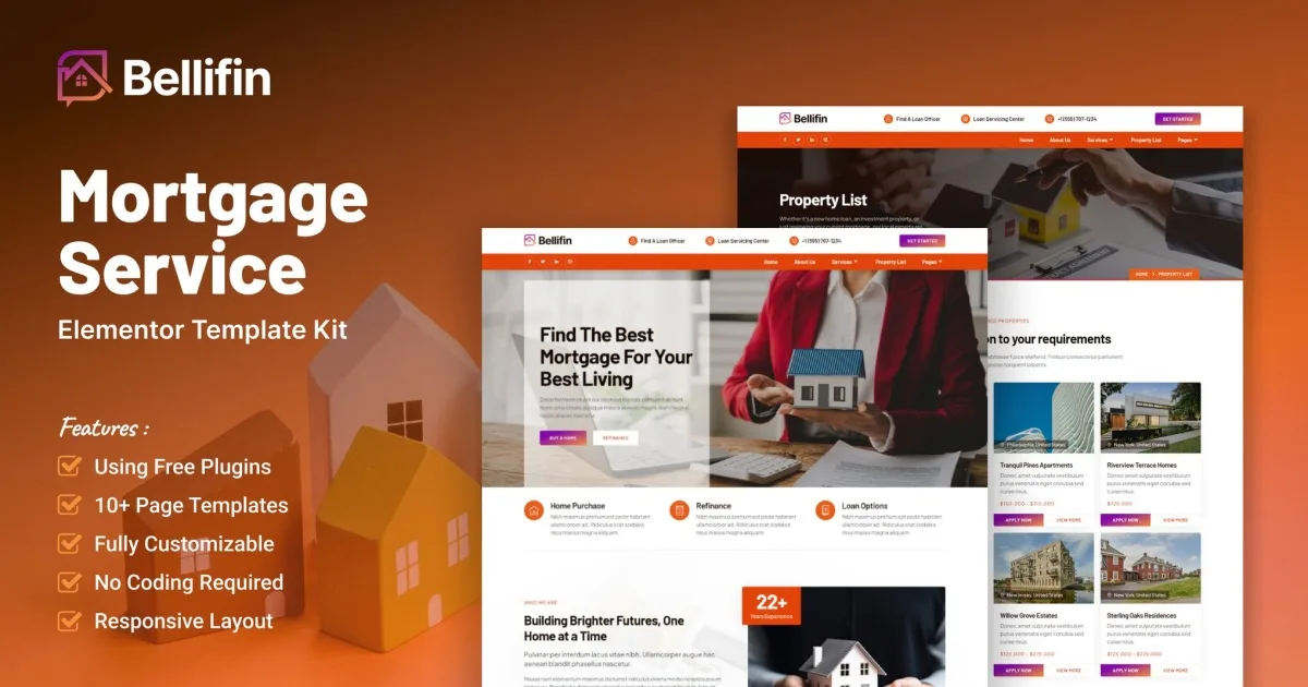 Bellifin – Mortgage Services Elementor Template Kit