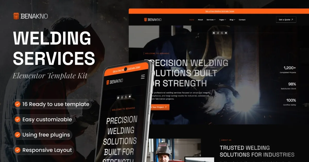 Benakno – Welding Services Elementor Template Kit