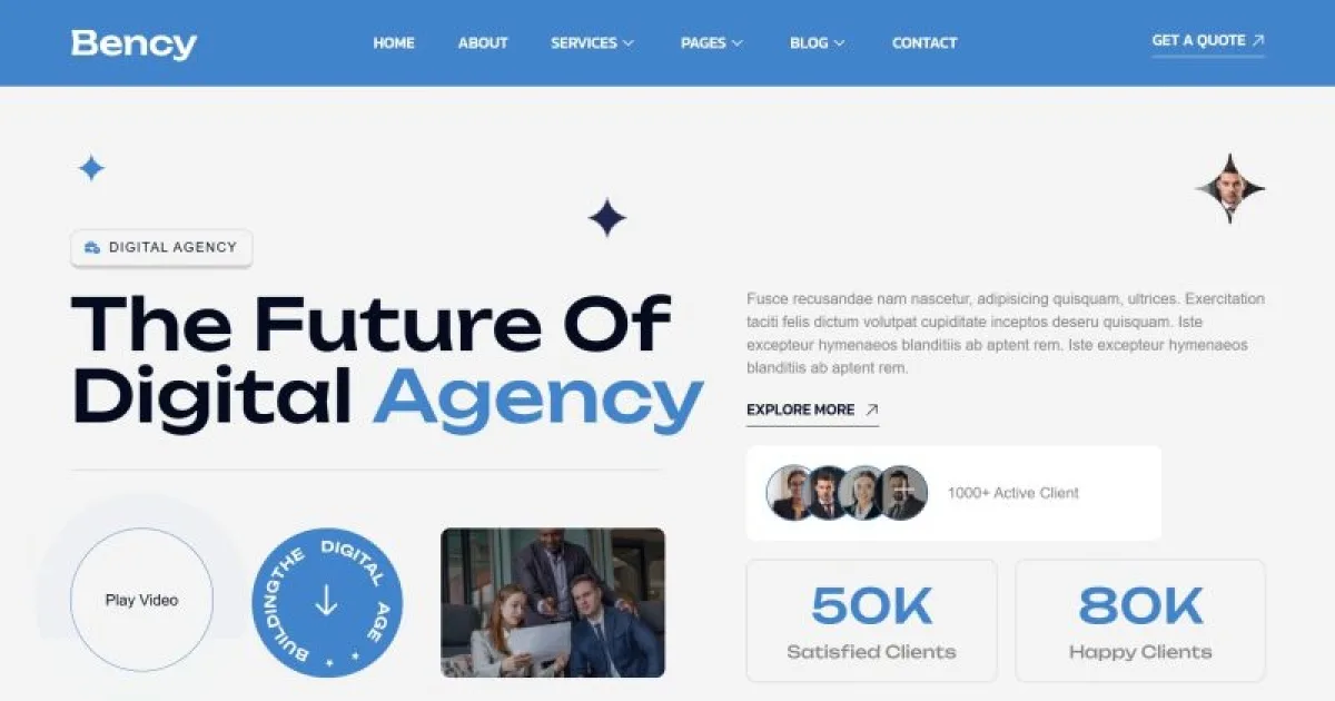 Bency – Digital Agency Elementor Template Kit