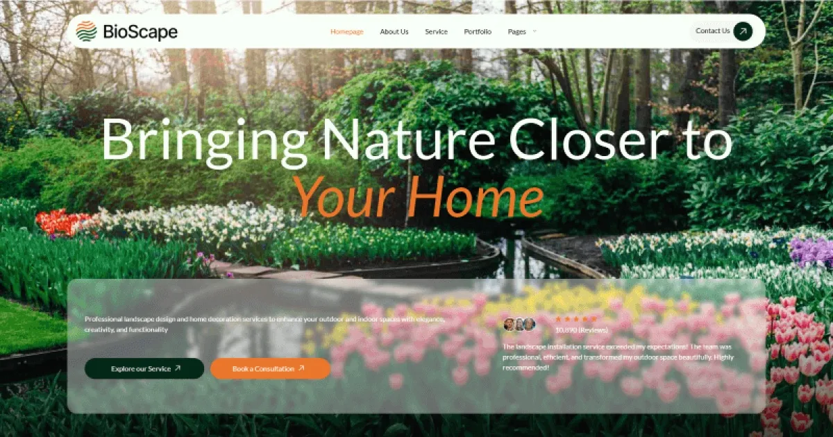 BioScape – Landscape Design and Home Decoration Elementor Template Kit for Outdoor Spaces and Garden