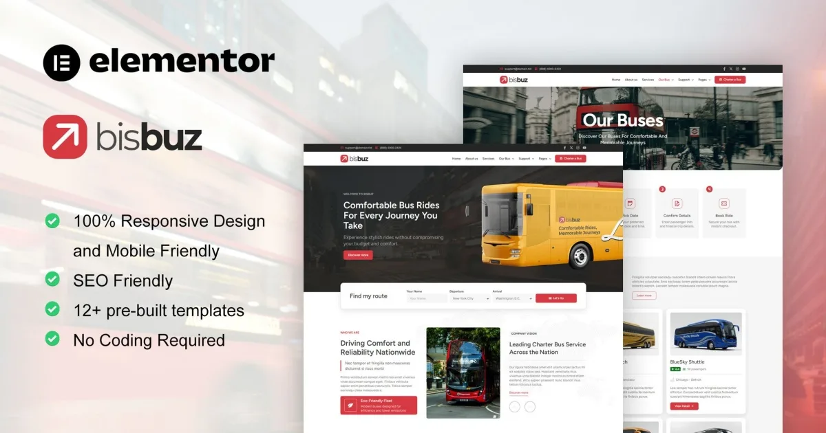 BisBuz – Bus Charter Service & Rental Elementor Pro Template Kit
