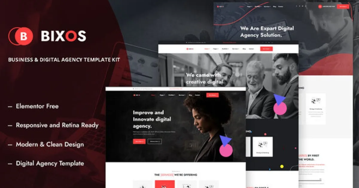 Bixos – Business & Digital Agency Template Kit Elementor Template Kit