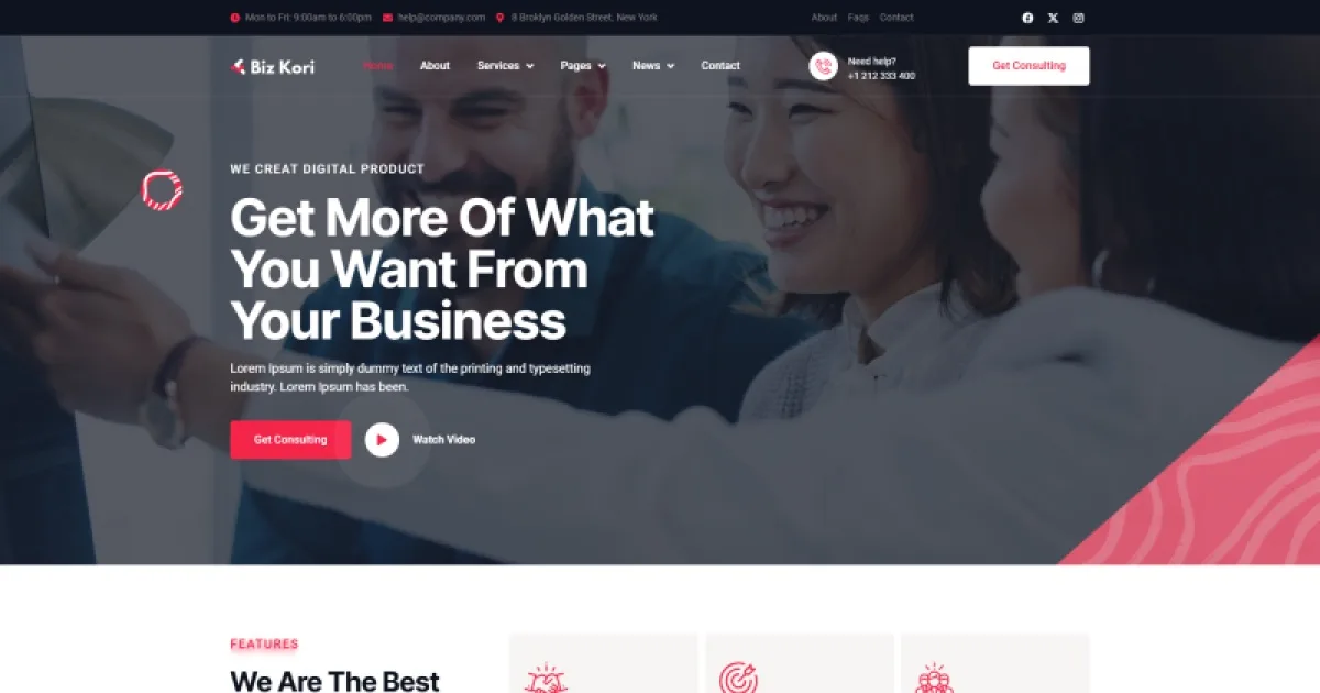 Bizkori Business Consulting Elementor Pro Templa