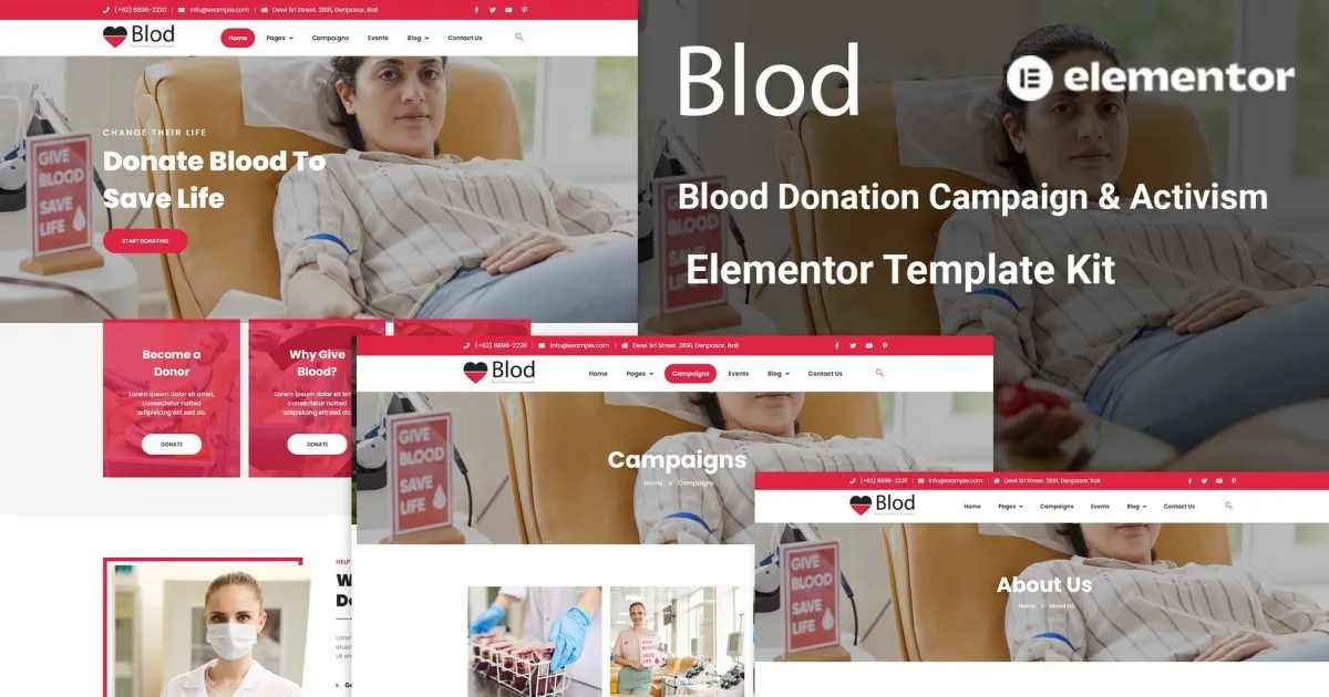 Blod – Blood Drive & Donation Campaigns Elementor Template Kit