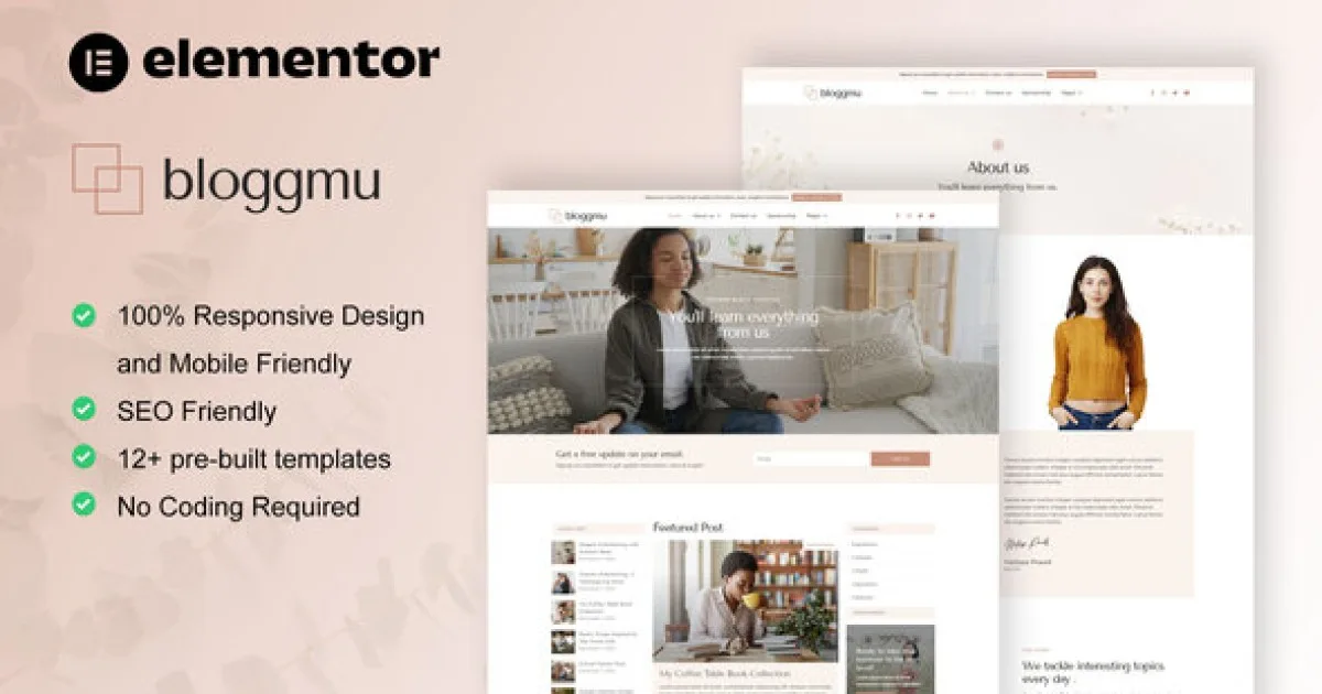 Bloggmu – Feminine Blog Elementor Template Kit