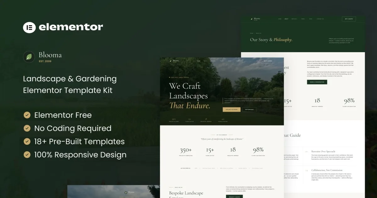 Blooma – Landscape & Gardening Elementor Template Kit