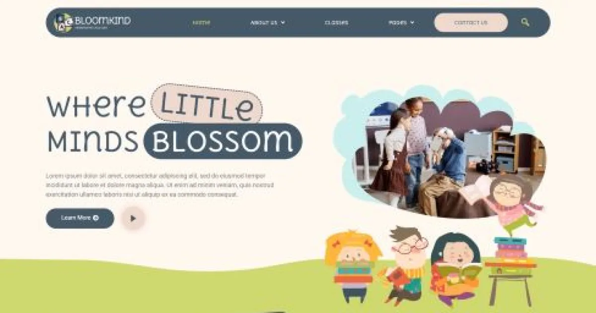 Bloomkind – Kindergarten Child Care Elementor Template Kit
