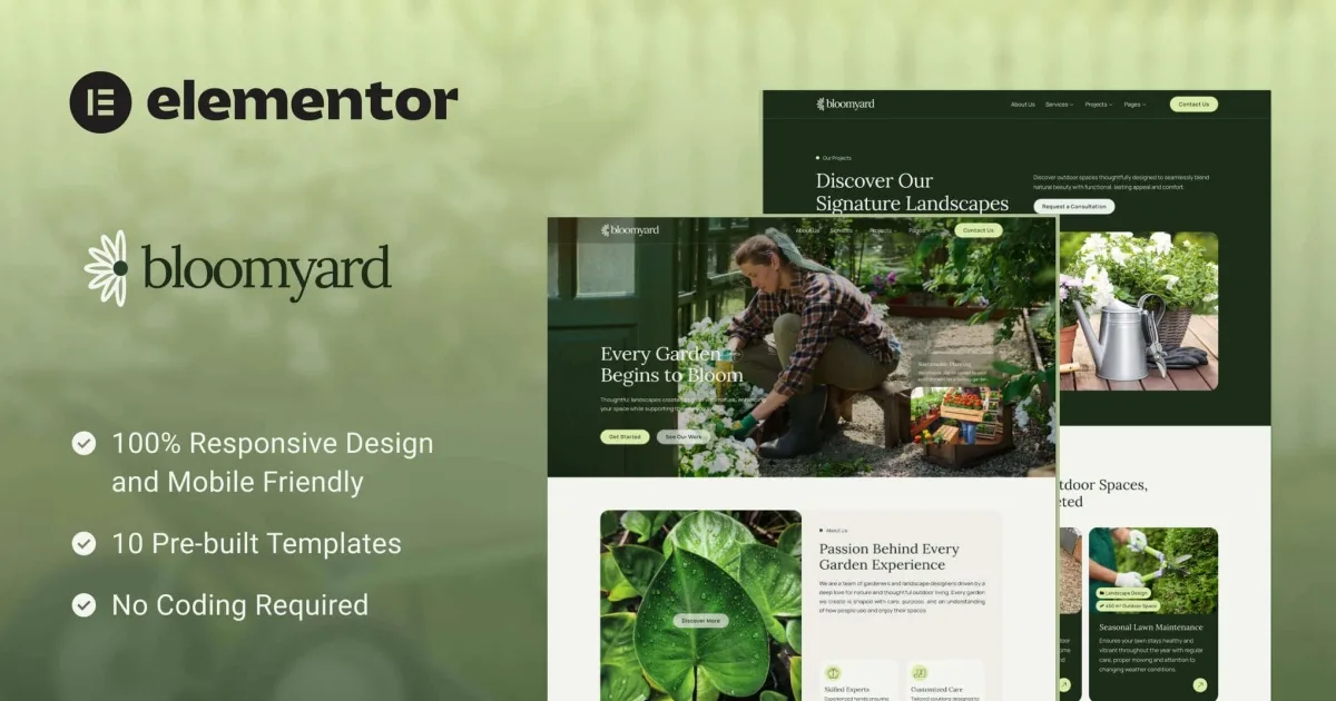 Bloomyard – Gardening & Landscaping Elementor Template Kit