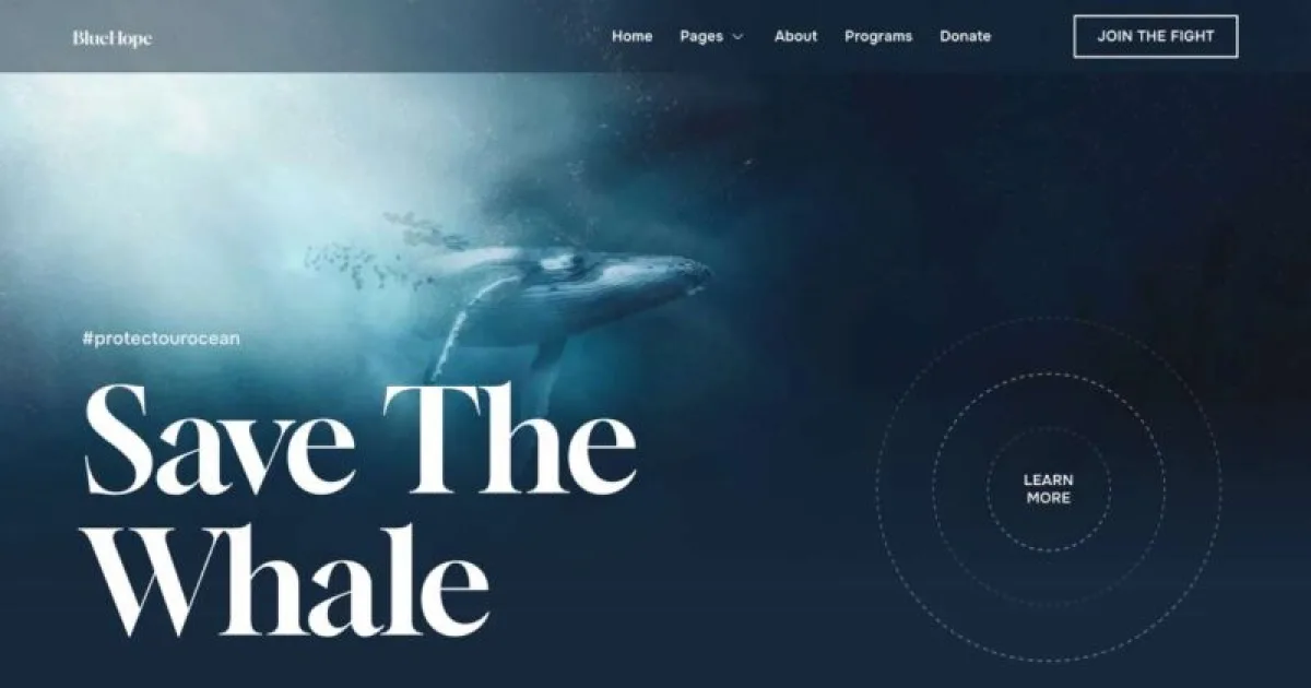 BlueHope – Whale & Marine Conservation Elementor Template Kit