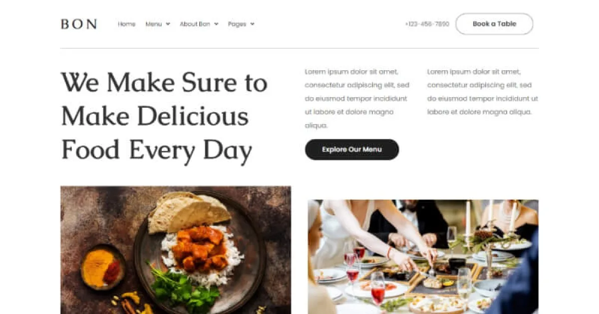Bon – Restaurant Elementor Template Kit