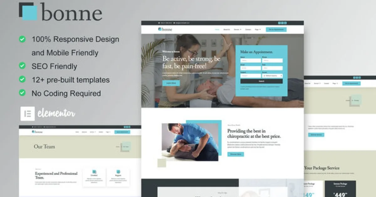 Bonne – Chiropractic & Physiotherapy Elementor Template Kit