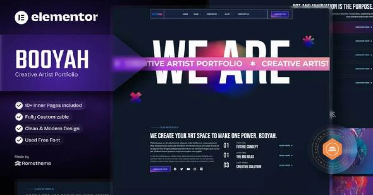 Booyah – Creative Artist Portfolio Elementor Template Kit