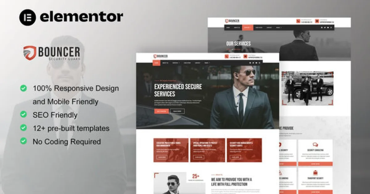Bouncer – Bodyguard & Security Agency Elementor Template Kit