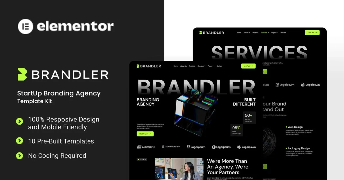 Brandler – StartUp Branding Agency Elementor Template Kit