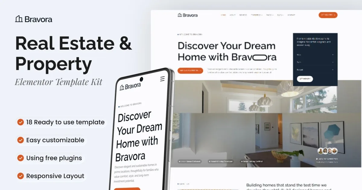 Bravora – Real Estate & Property Elementor Template Kit