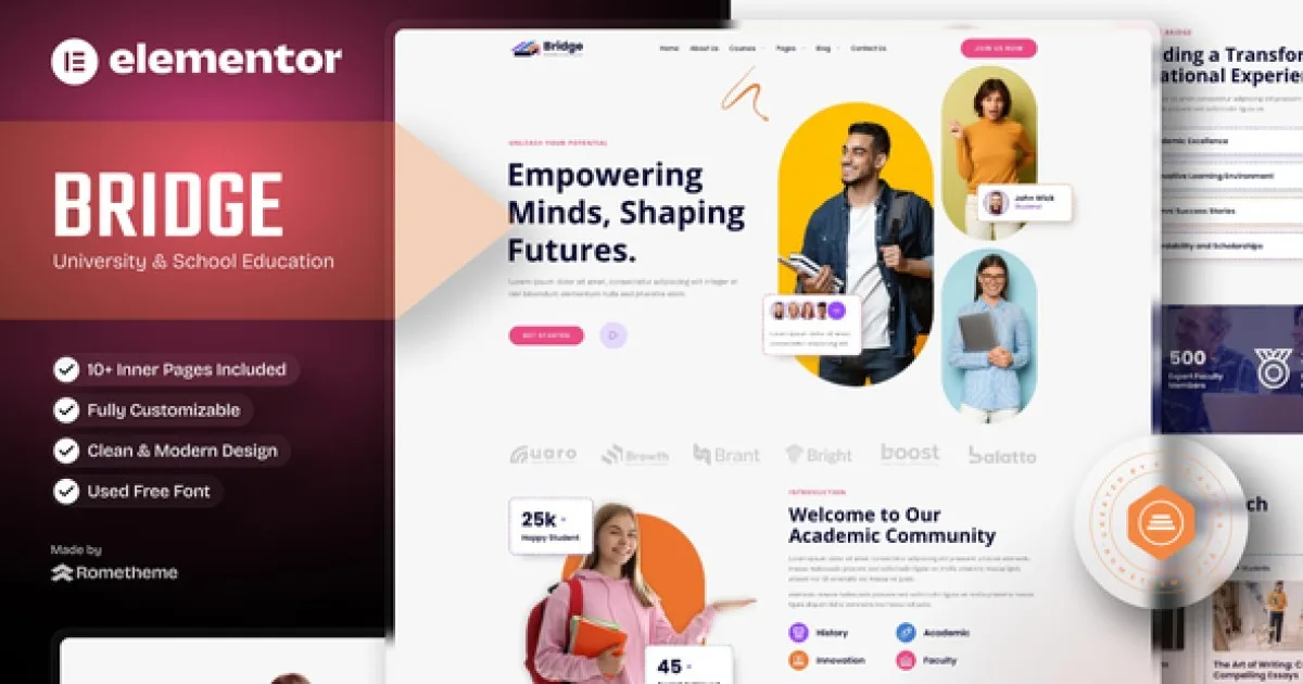 Bridge – University & School Education Elementor Template Kit