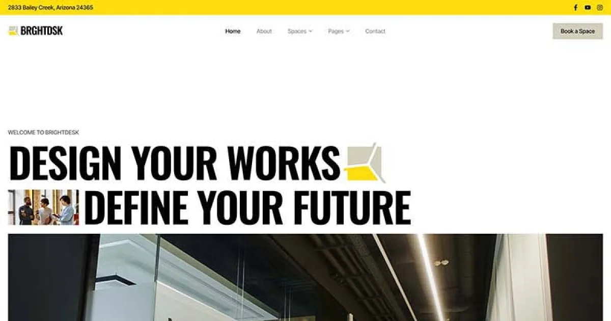 BrightDesk – Coworking Space & Creative Hub Elementor Template Kit