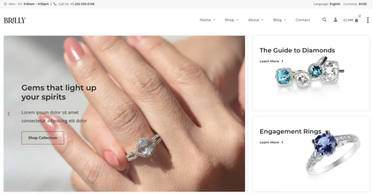 Brilly – Jewelry Store WooCommerce Elementor Template Kit