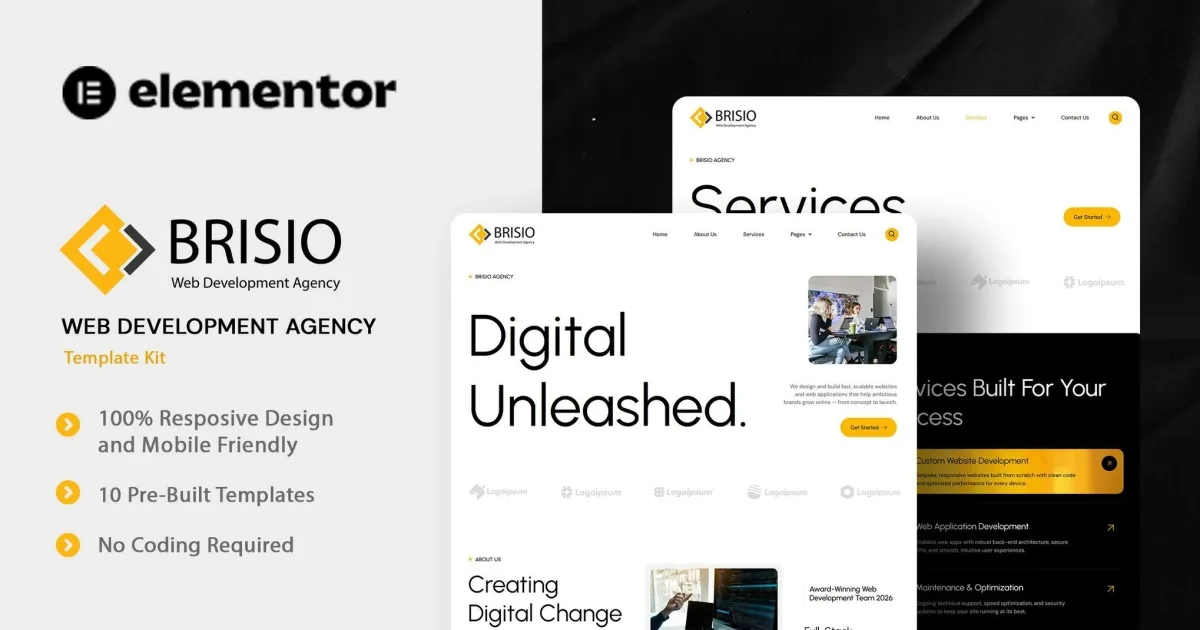 Brisio – Web Development Agency Elementor Template Kit