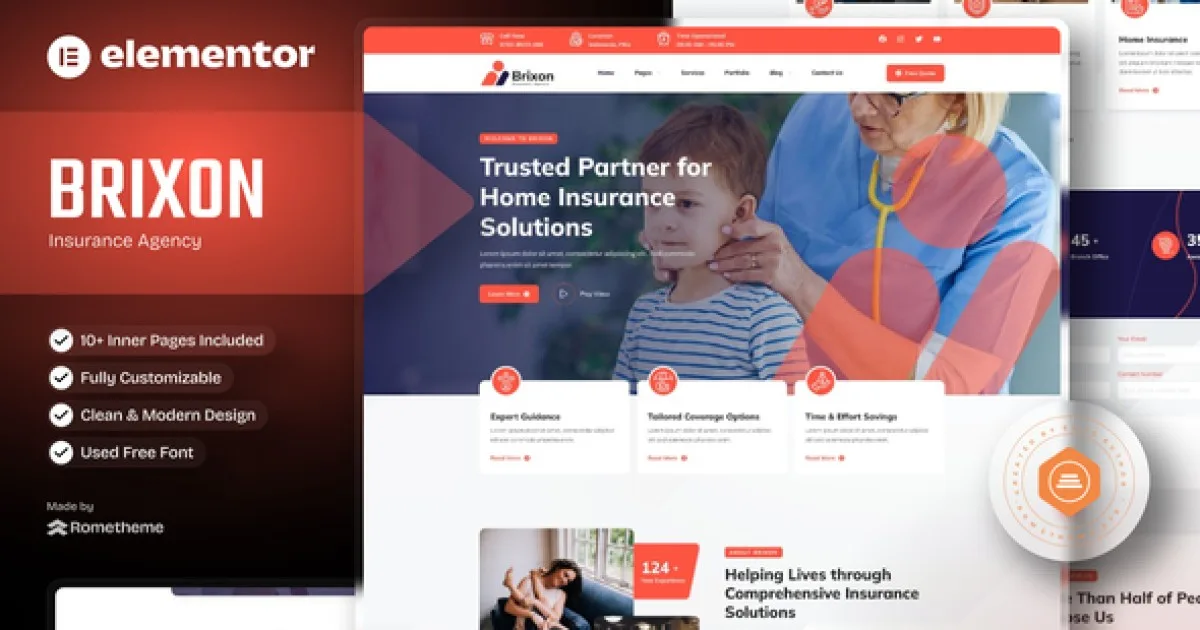 Brixon – Insurance Agency Elementor Template Kit