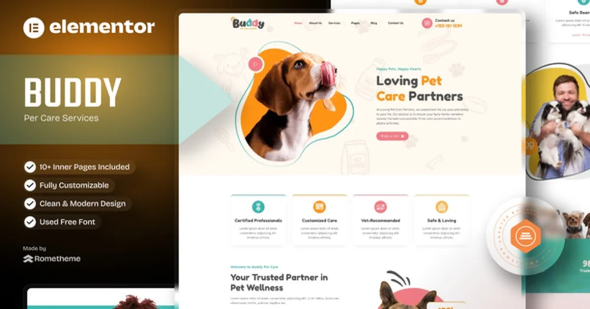 Buddy – Pet Care Services Elementor Template Kit - Official Release Preview