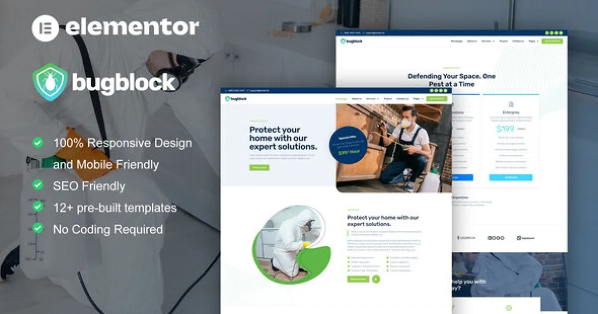BugBlock – Pest Control Service Elementor Template Kit - Official Release Preview