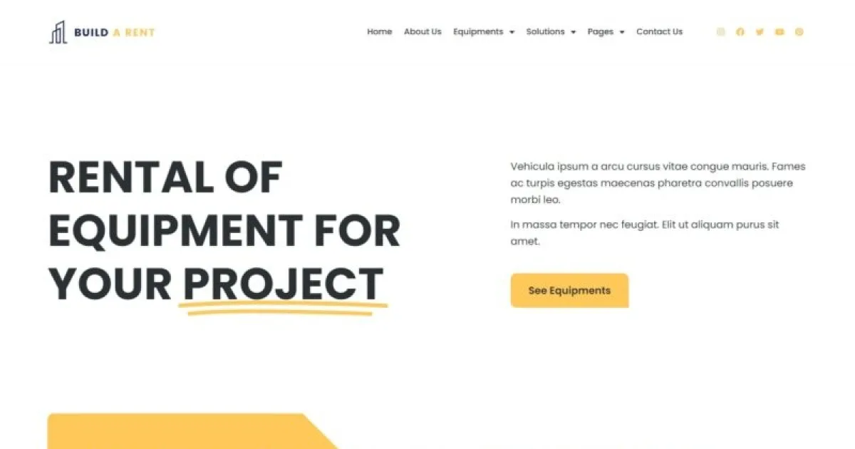 Buildarent – Rent Construction Equipment Elementor Pro Template Kit