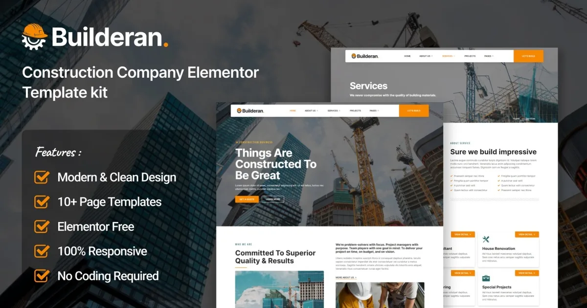 Builderan – Construction Company Elementor Template kit