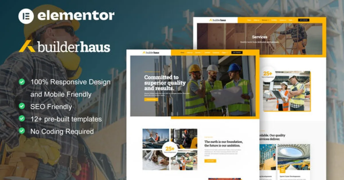 BuilderHaus – Construction Company Elementor Pro Template Kit