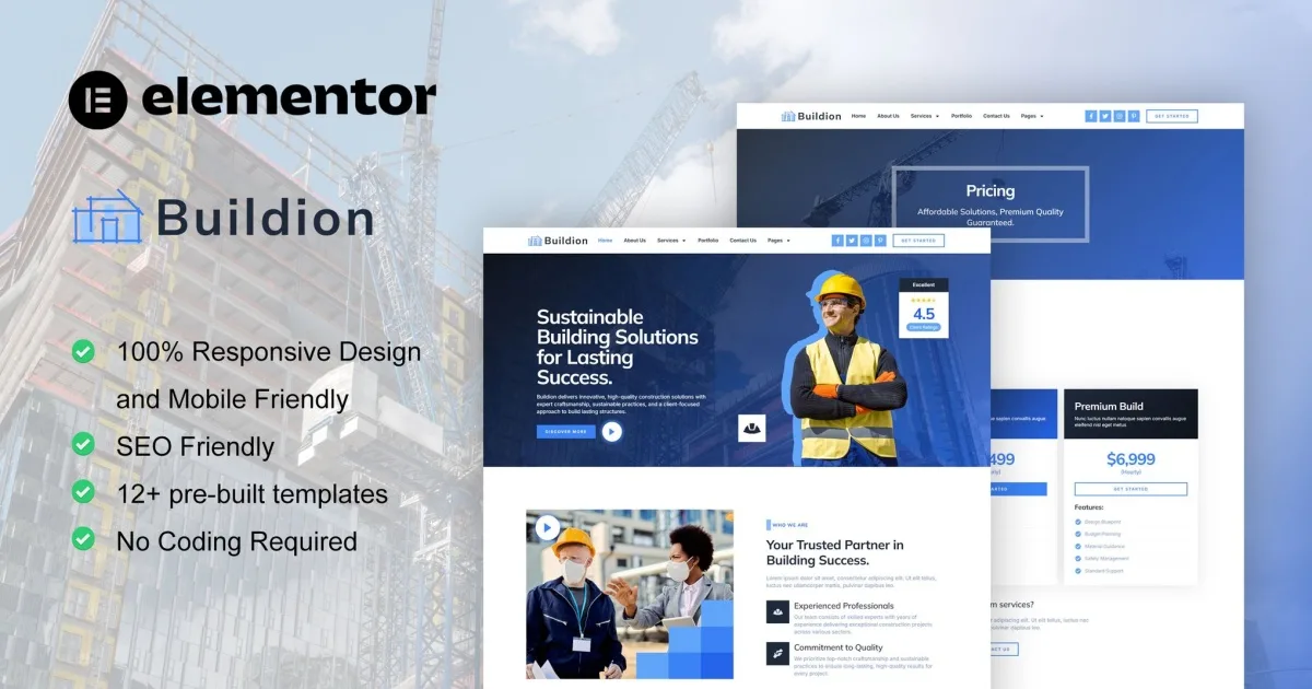 Buildion – Construction & Building Service Elementor Pro Template Kit