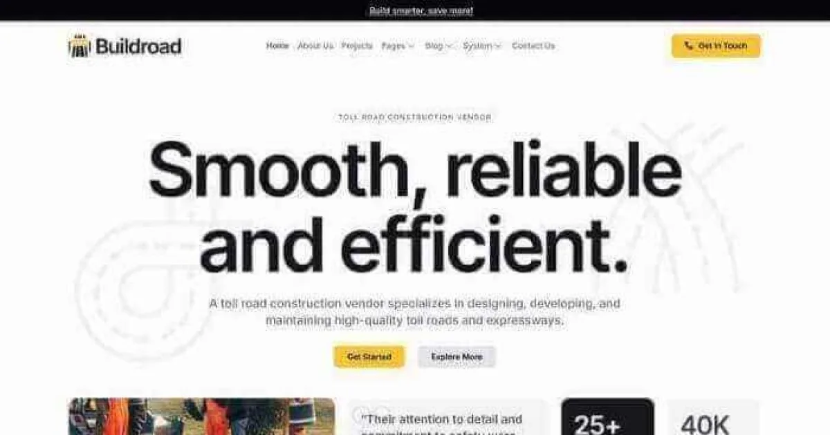 Buildroad – Urban Planning & Toll Contractor Elementor Template Kit