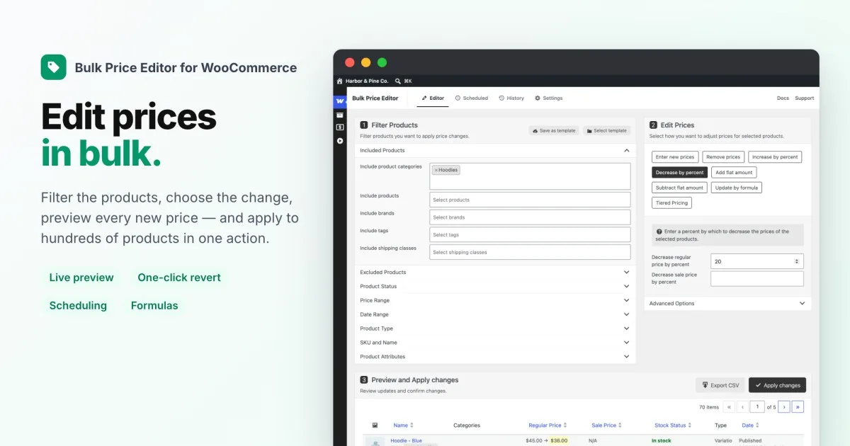 Bulk Price Editor for WooCommerce