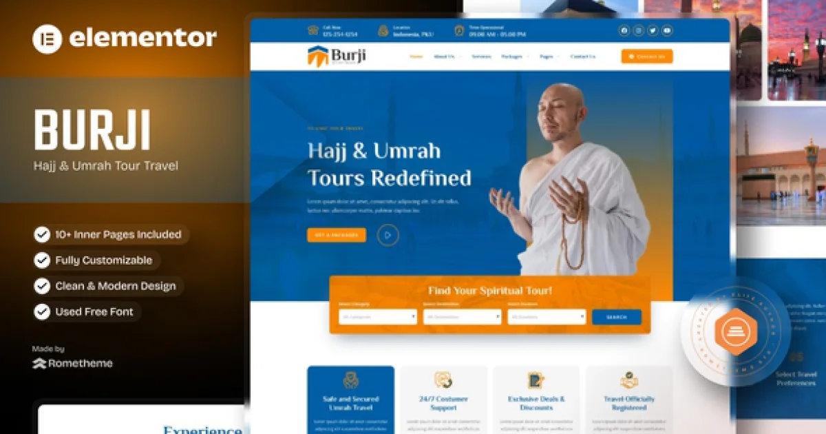 Burji – Hajj & Umrah Tour Travel Elementor Template Kit