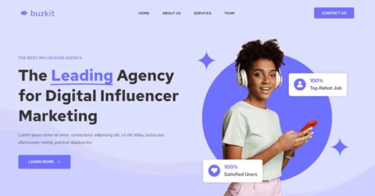Buzkit – Influencer Marketing Agency Elementor Template Kit