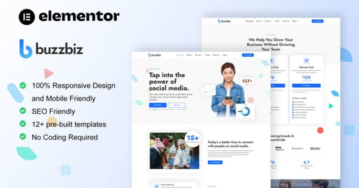 BuzzBiz – Social Media Marketing Agency Elementor Pro Template Kit