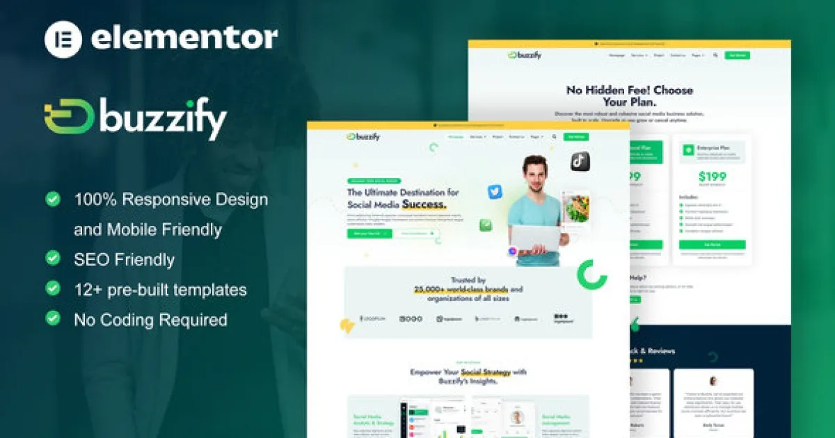 Buzzify – Social Media Marketing Agency Elementor Template Kit - Official Release Preview