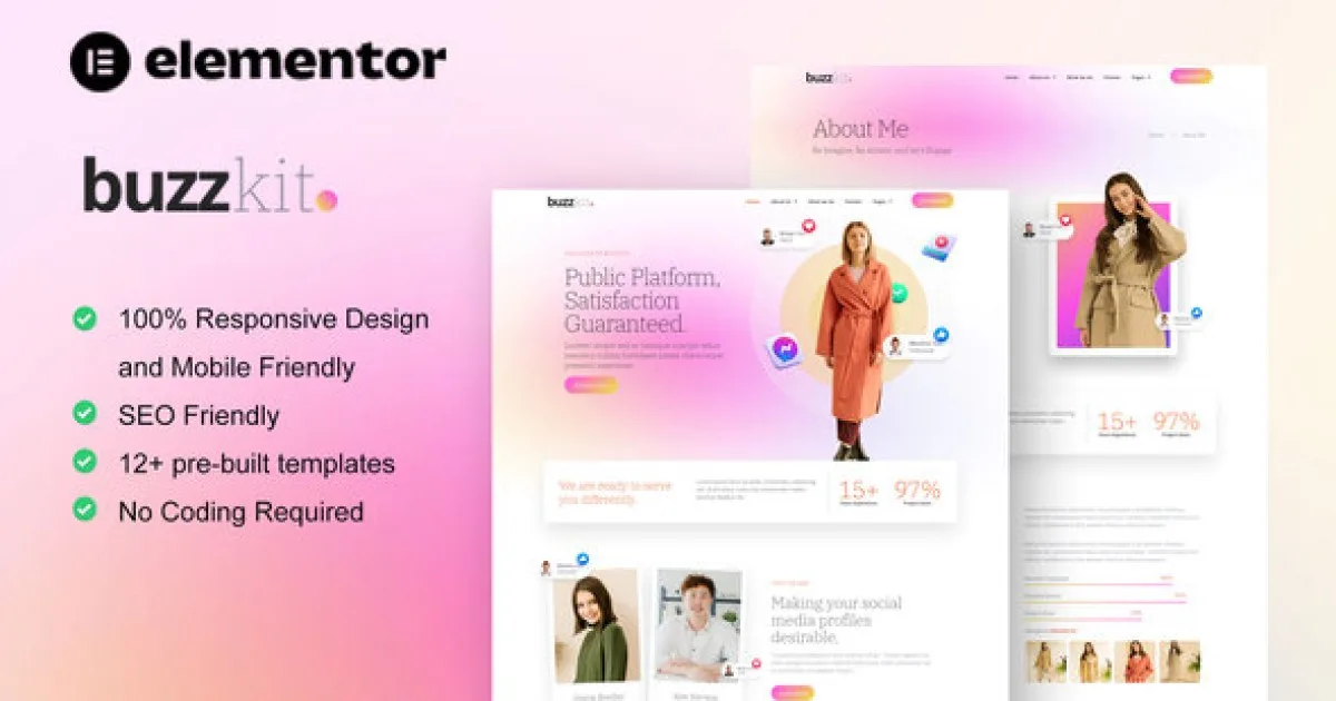 Buzzkit – Influencer & Creative Agency Elementor Template Kit