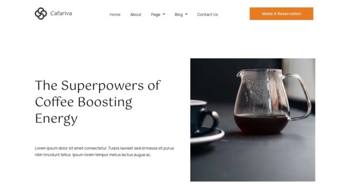 Cafariva – Minimalist Cafe &Coffee Elementor Template Kit