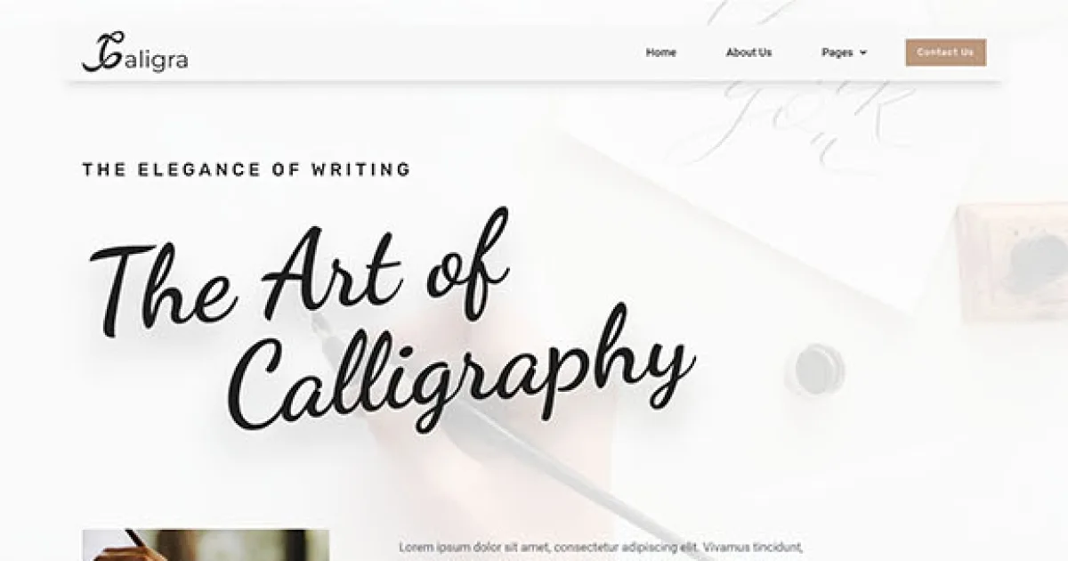 Caligra – Calligraphy & Lettering Elementor Template Kit