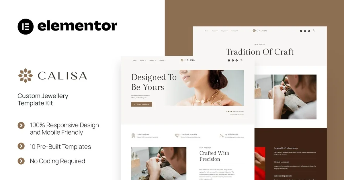 Calisa – Custom Jewellery Elementor Template Kit