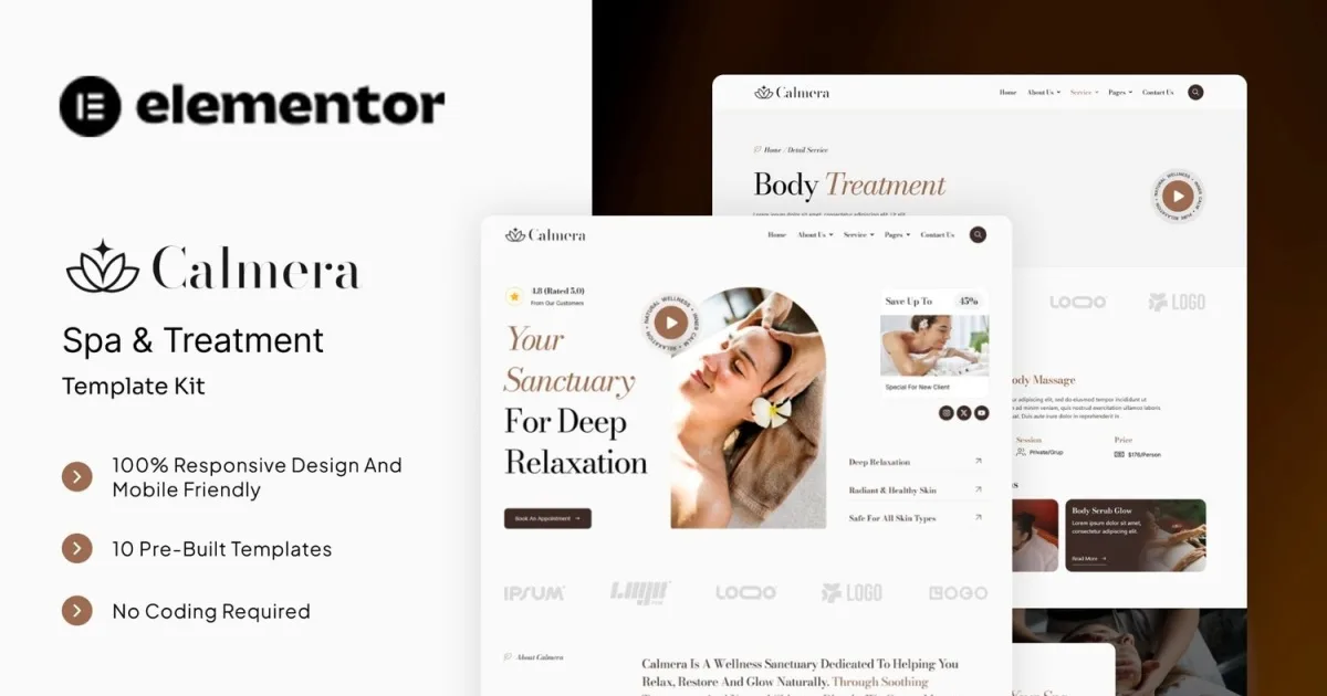Calmera – SPA & Treatment Elementor Template Kit